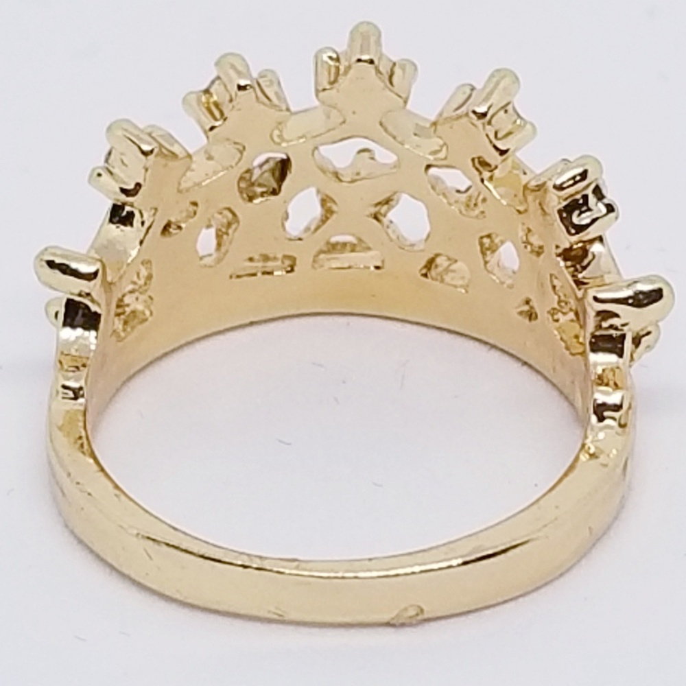 Gold Tone CROWN Princess Ring w/ Rhinestones 7, 9 - Picture 5 of 8